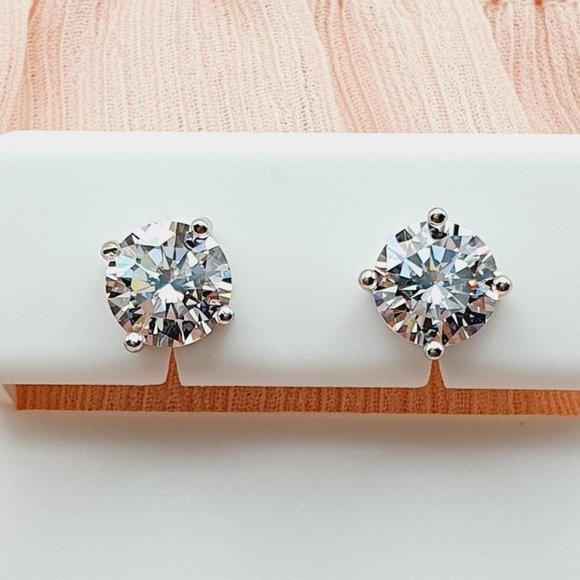 7MM S925 Sterling Silver CZ Stud Earrings for Women/Girl, US19251017 - Picture 11 of 14